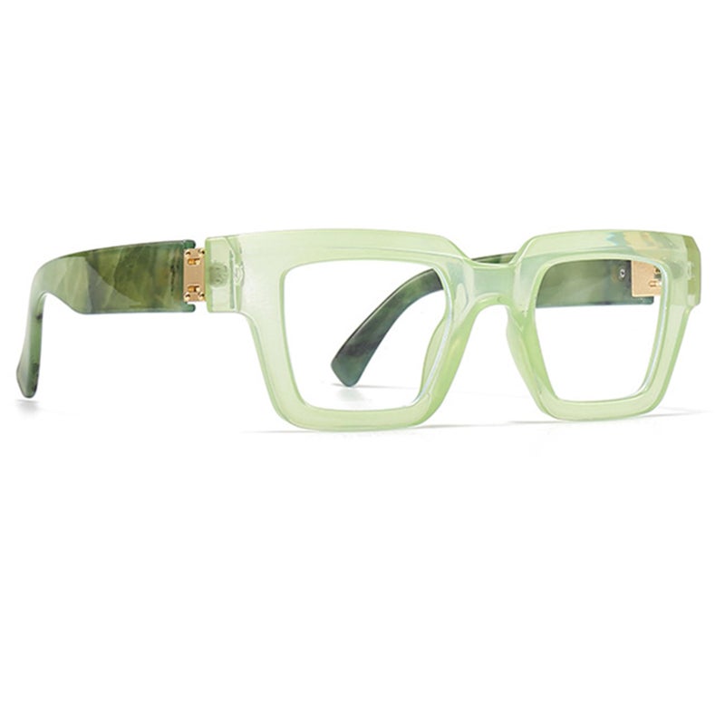 bullabulling Oprah Style Reading Glasses for Women Men, Fashion Square Blue Light Blocking Readers Lo5 (green, 2.0, x) - Image 3