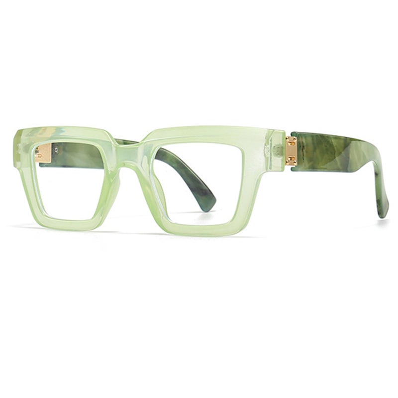 bullabulling Oprah Style Reading Glasses for Women Men, Fashion Square Blue Light Blocking Readers Lo5 (green, 2.0, x) - Image 1