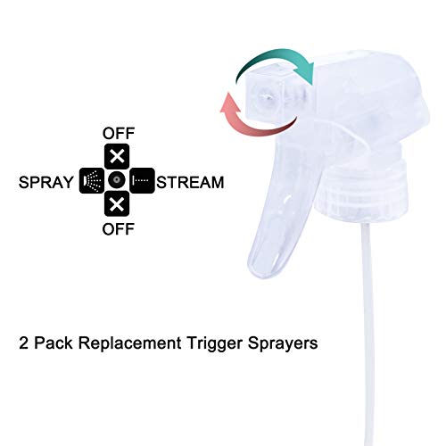 Cosywell Spray Bottle Mist Spray Stream Trigger Replacement Parts Spray Bottle Trigger Sprayer Bottle Nozzles With Pipes Fits 8 oz /16 oz 28/400 Round Neck Bottles Clear 2 Pcs (2PCS, Clear) - Image 2