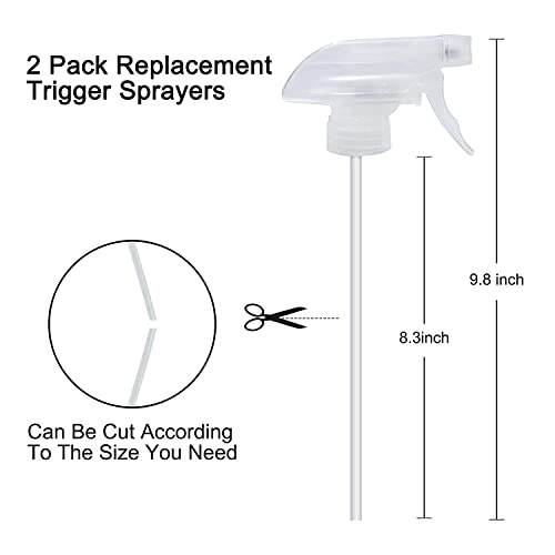 Cosywell Spray Bottle Mist Spray Stream Trigger Replacement Parts Spray Bottle Trigger Sprayer Bottle Nozzles With Pipes Fits 8 oz /16 oz 28/400 Round Neck Bottles Clear 2 Pcs (2PCS, Clear) - Image 3