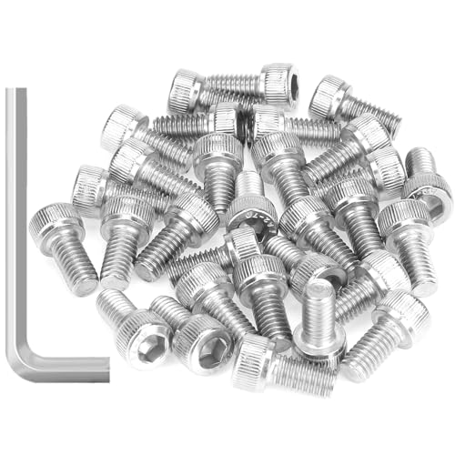 Sutemribor 35 Pieces M6 x 12mm Socket Head Cap Screws, Thread Pitch 1.0mm, Sutemribor M6 Screws, 304 Stainless Steel, Fully Threaded, Silver - Image 1