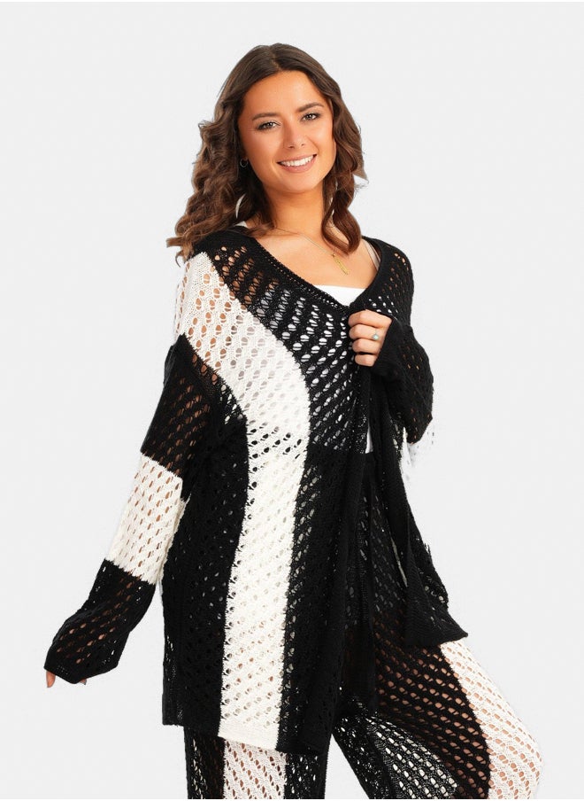 Clue Trico Dual Tone Cardigan 