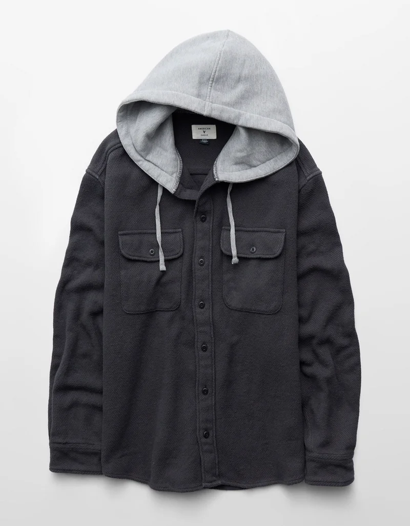 American Eagle  AE Hooded Flannel Shirt for Men | Best Price UAE