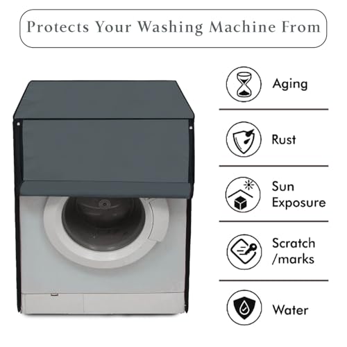 Glory Care Waterproof Front Load Washing Machine Cover Suitable for Samsung 9kg (WW90DG5U24AXTL) UV-Protective, Dustproof, Anti-Slip Polyester, Easy-Clean Zipper (55Dx60Wx85H cm, Grey) - Image 3