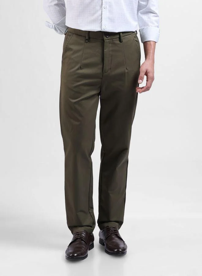 شركة المرآب الهندية Men Relaxed Fit Solid Cross Pocket Mid-Rise Trousers