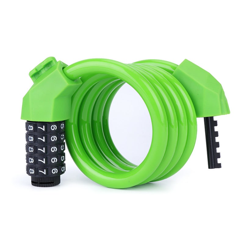 Generic Outdoor riding mountain bike anti-theft combination lock five-position car lock portable thick and long steel cable with lock frame JP-MMS02-Green 