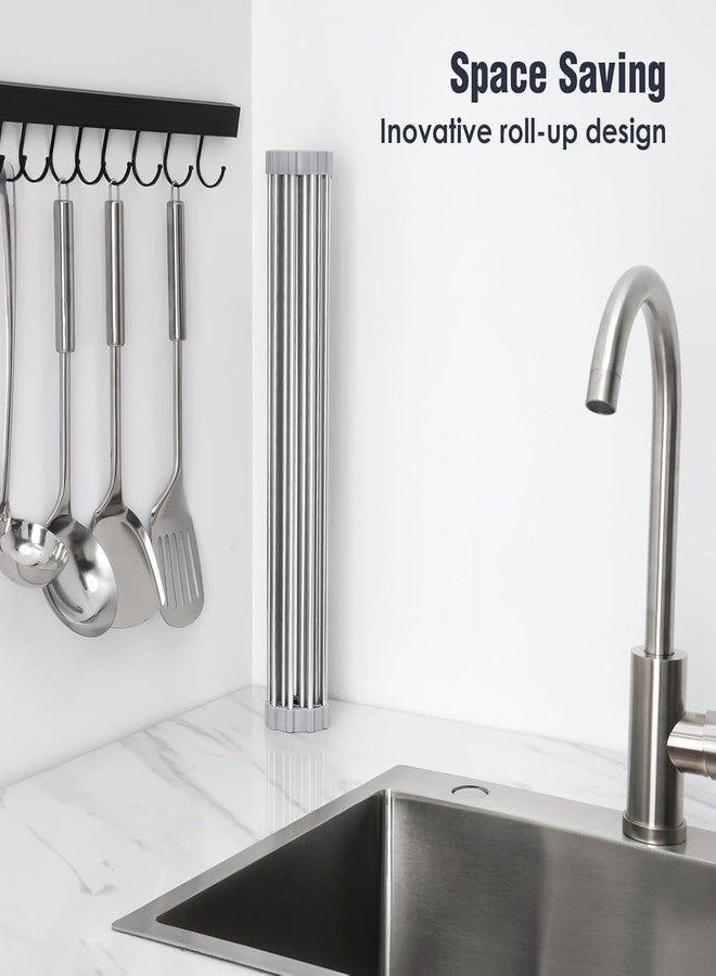 ARUP Rollable Sink Rack Over The Sink Dish Drying Rack, Foldable Kitchen Stainless Steel Dish Rack for Cups, Utensils, Fruits, Vegetables, etc. - Image 3