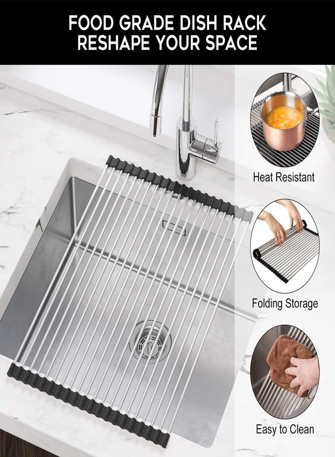 ARUP Rollable Sink Rack Over The Sink Dish Drying Rack, Foldable Kitchen Stainless Steel Dish Rack for Cups, Utensils, Fruits, Vegetables, etc. - Image 4
