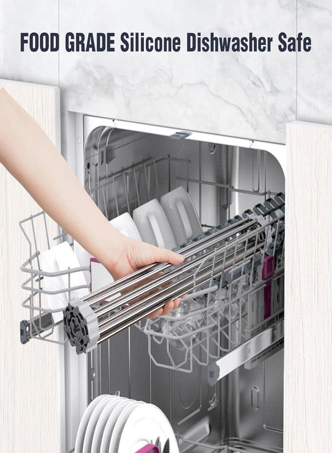 ARUP Rollable Sink Rack Over The Sink Dish Drying Rack, Foldable Kitchen Stainless Steel Dish Rack for Cups, Utensils, Fruits, Vegetables, etc. - Image 5
