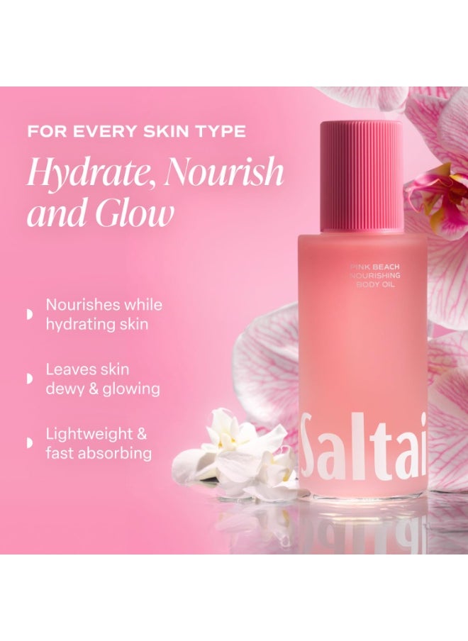 Saltair Saltair Body Oil. Luxurious Pink Beach After Shower and Bath Oil Moisturizer for Women. Botanical, Non-Greasy, and Well-Absorbing Lotion for Hydrating Dry Skin. 4oz Pump Bottle  - Image 5