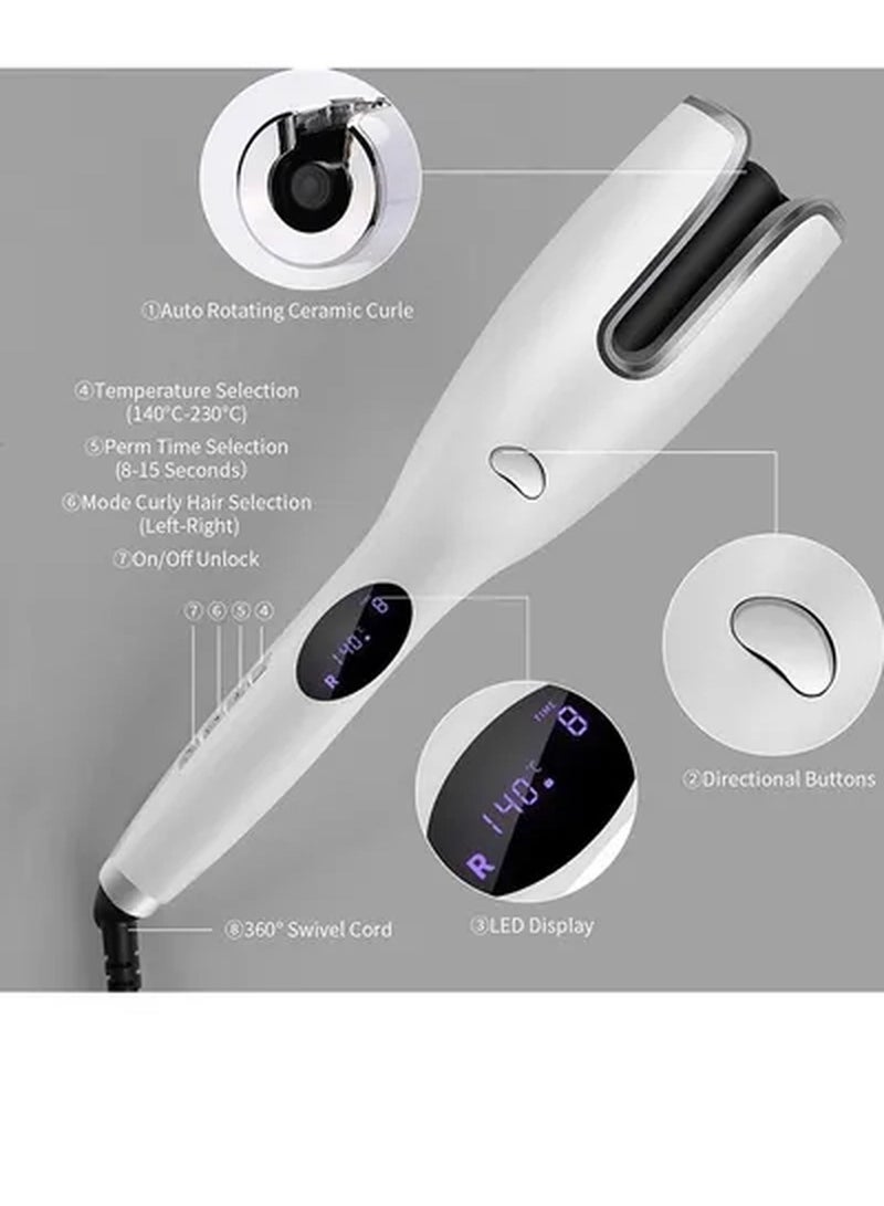 Automatic Curling Iron Hair Wand with LED Display White - Image 2