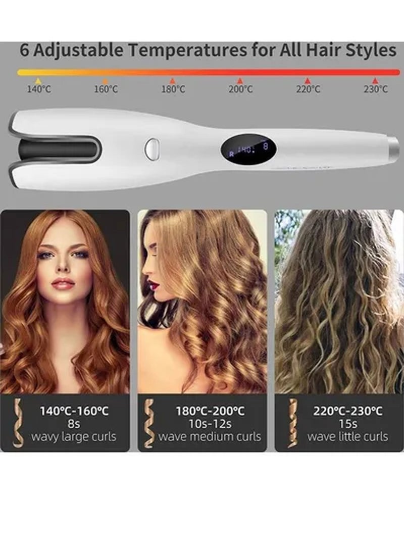 Automatic Curling Iron Hair Wand with LED Display White - Image 5