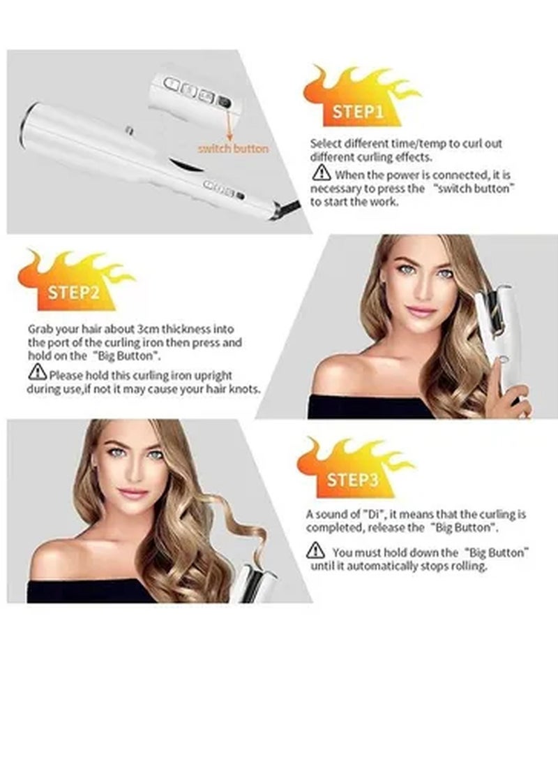 Automatic Curling Iron Hair Wand with LED Display White - Image 4
