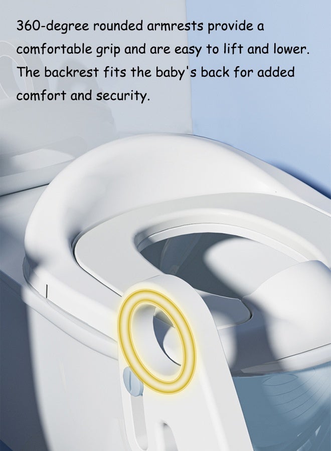 Aissiora Potty Training Seat, Kids Toilet Training Seat with Step Stool, Foldable Portable Potty Chair with Adjustable Height Ladder Guard Handle Soft Cushion White for Baby Toddler Boys Girls - Image 4