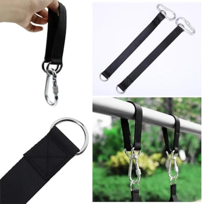 Indoor Outdoor Tree Swing Straps Kit for Hammock Chair and Gym Equipment Comfortable Heavy Duty 50cm 180kg Load Capacity Nylon Webbing with Secure Locking Carabiners - Image 4