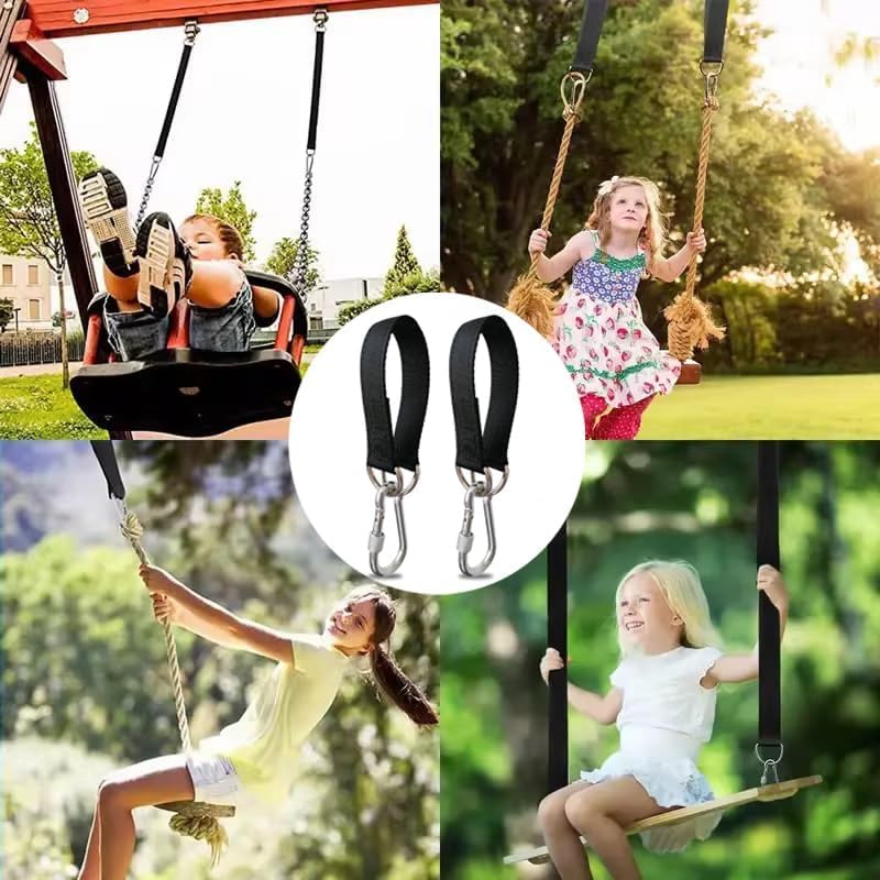 Indoor Outdoor Tree Swing Straps Kit for Hammock Chair and Gym Equipment Comfortable Heavy Duty 50cm 180kg Load Capacity Nylon Webbing with Secure Locking Carabiners - Image 2