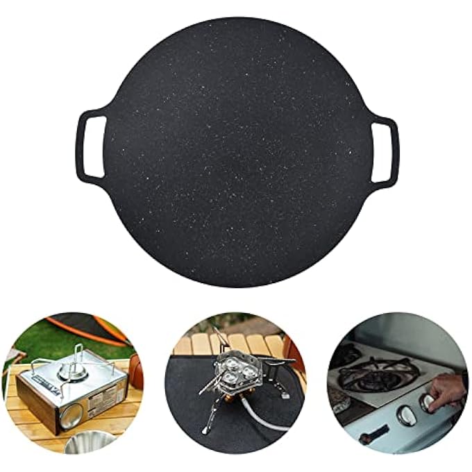Velaurs Grill Pan Korean Round Stovetop Grill With Handles Nonstick Bbq Grilling Pan Easy To Clean Barbecue Stovetop Plate For Camping Indoor Outdoor36Cm - Image 4