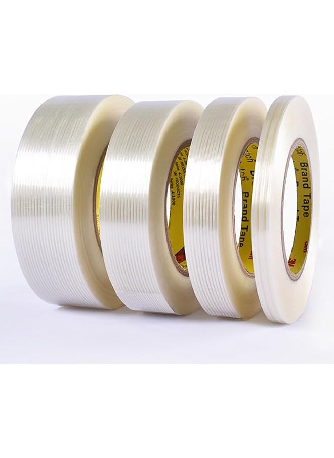 PROMASS promass Filament Strapping Tape Roll, Heavy Duty Transparent Fiberglass Adhesive Packaging Tape (25mm x 50m) 