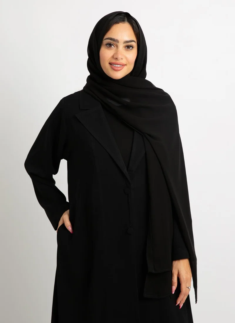 Kaafmeem Black Wrap Suit A-Cut Abaya