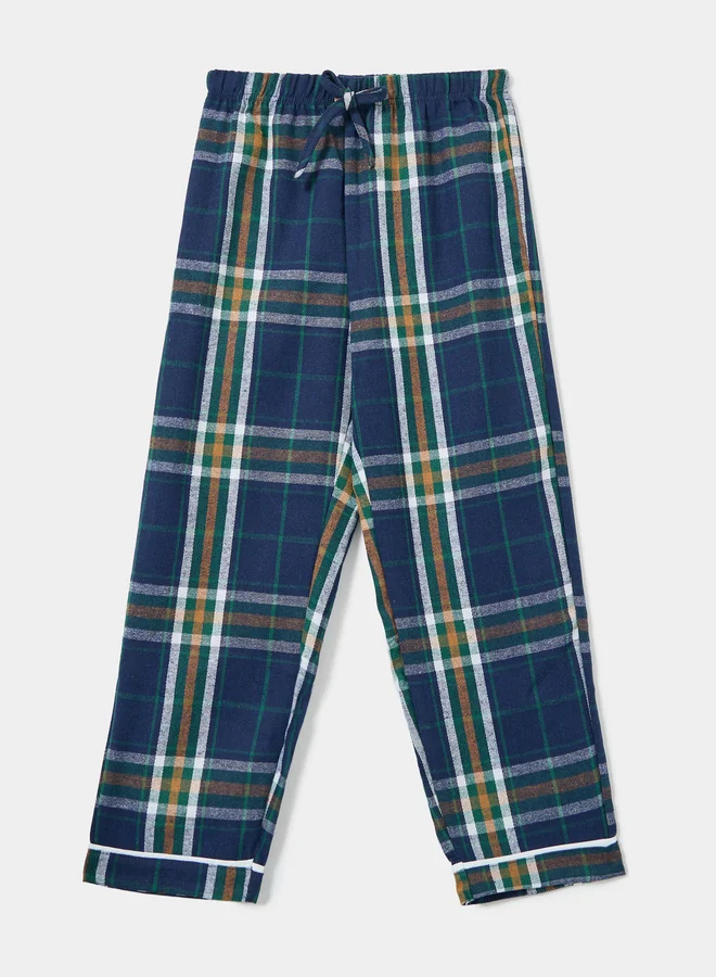 ستايلي طقم بيجاما من بنطال وتيشيرت بطبعة مربعات وأكمام طويلة