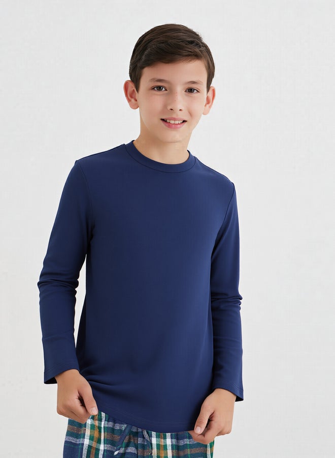 Styli Family Pyjamas - Kids Long Sleeve T-Shirt and Checked Pyjama Set - Image 3