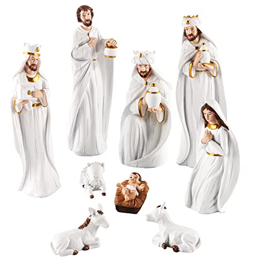KEEPKAP Nativity Sets for Christmas Indoor, Hand-Painted Nativity Scene Indoor 7.5" Holiday Decoration, 9-Piece Set - Image 2