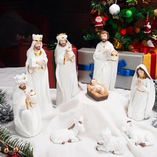 KEEPKAP Nativity Sets for Christmas Indoor, Hand-Painted Nativity Scene Indoor 7.5" Holiday Decoration, 9-Piece Set - Image 1