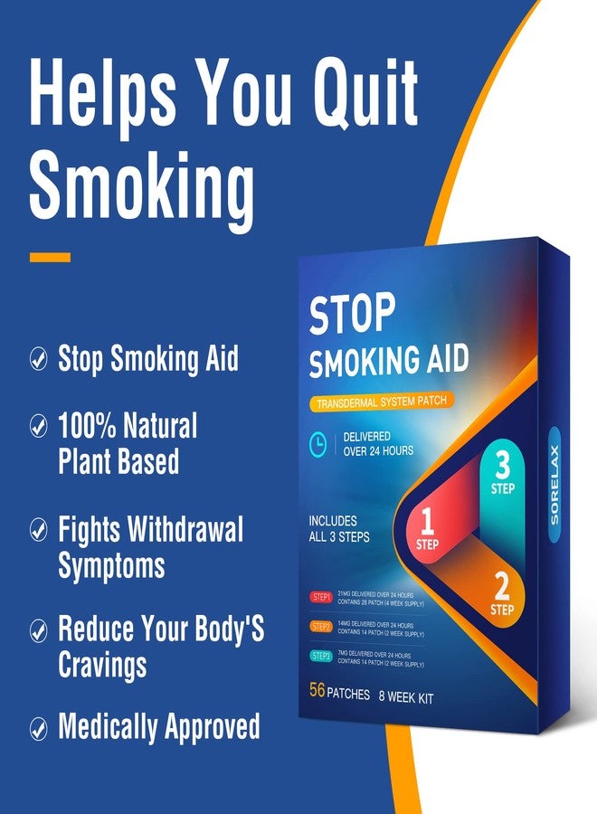 Sorelax Quit Smoking Patches, Step 1 Through 3 to Quit Smoking, 21, 14, 7mg Patches to Quit Smoking, 8 Week Supply, Stop Smoking Aids Patch Kit, 56 Count (All 3 Steps) - Image 2
