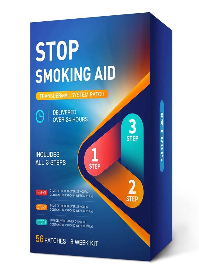Sorelax Quit Smoking Patches, Step 1 Through 3 to Quit Smoking, 21, 14, 7mg Patches to Quit Smoking, 8 Week Supply, Stop Smoking Aids Patch Kit, 56 Count (All 3 Steps) - Image 1