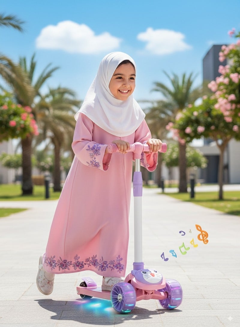 شور يمكن لسكوتر الأطفال الجلوس والركوب بعجلة وامضة بإضاءة LED وارتفاع قابل للتعديل وقابل للطي للأنشطة الخارجية للأولاد والبنات - Image 2