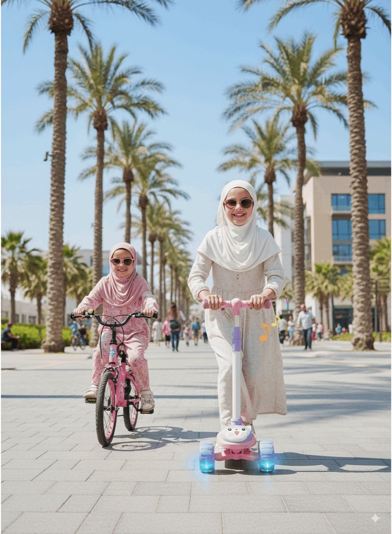 شور يمكن لسكوتر الأطفال الجلوس والركوب بعجلة وامضة بإضاءة LED وارتفاع قابل للتعديل وقابل للطي للأنشطة الخارجية للأولاد والبنات - Image 3