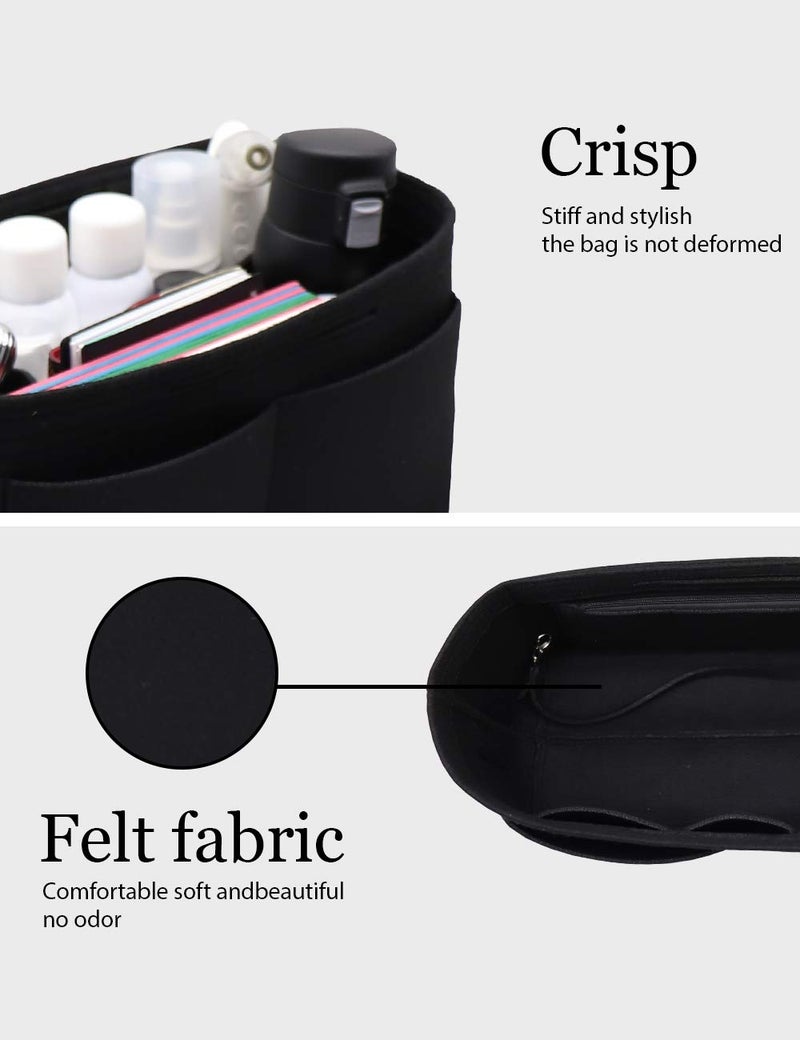 LEXSION Felt Purse Organizer Insert Bag In Bag with Two Removeable Holder 8020 Black M - Image 4