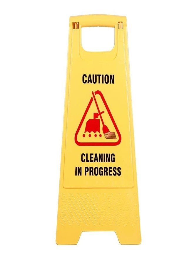Shivis™ Safety Wet Floor Sign Board - Yellow Caution Stand for Floor Cleaning and Wet Areas - Plastic Housekeeping Signage (Pack of 2) (Cleaning In Progress) - Image 2