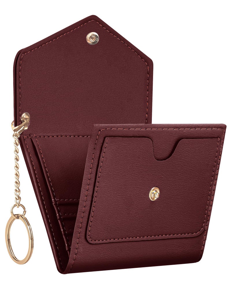 Gostwo Womens Wallet RFID Blocking Small Wallets Woman Credit Card Holder Trifold Ladies Wallets with Coins Zipper Pocket(Red Deep) - Image 1