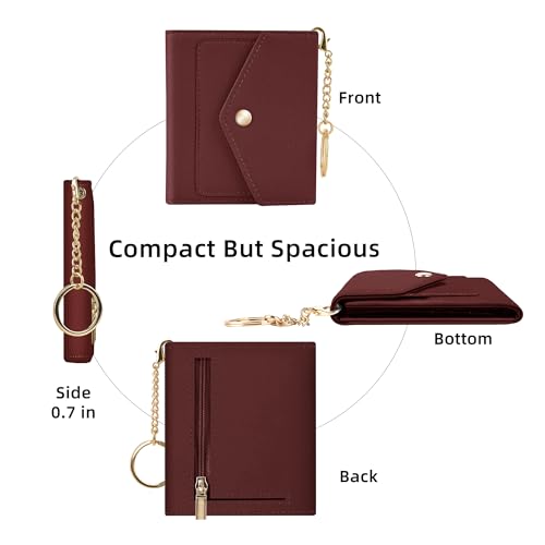 Gostwo Womens Wallet RFID Blocking Small Wallets Woman Credit Card Holder Trifold Ladies Wallets with Coins Zipper Pocket(Red Deep) - Image 5