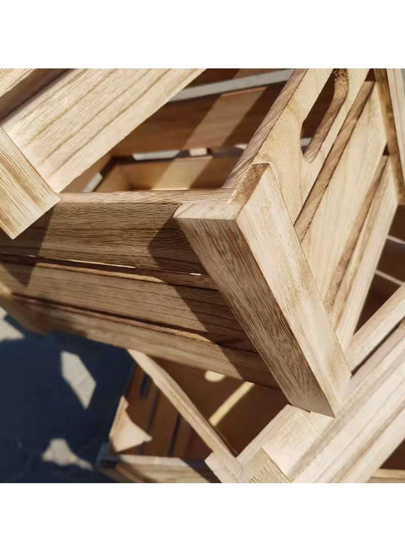 LINGWEI Wooden Storage Boxes Set Of 4 Hollow Hollow Thick Storage Creats Beige 41x29x20cm - Image 4