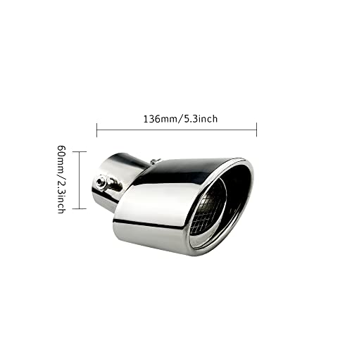 OtpOutopa Car Polished Stainless Steel Exhaust Tail Exterior Rear Tail Car Exhaust Pipe Flue Muffler Tip Pipe, 63mm/2.5 inch Inlet Tailpipe Auto Universal Accessories with Mesh (Curved,Silver) - Image 3