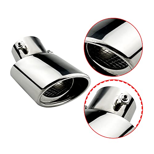 OtpOutopa Car Polished Stainless Steel Exhaust Tail Exterior Rear Tail Car Exhaust Pipe Flue Muffler Tip Pipe, 63mm/2.5 inch Inlet Tailpipe Auto Universal Accessories with Mesh (Curved,Silver) - Image 4