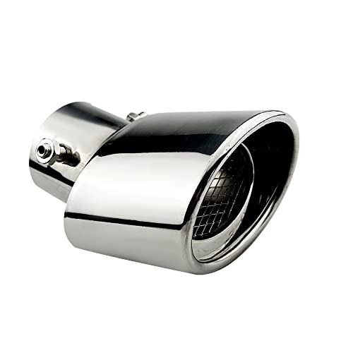 OtpOutopa Car Polished Stainless Steel Exhaust Tail Exterior Rear Tail Car Exhaust Pipe Flue Muffler Tip Pipe, 63mm/2.5 inch Inlet Tailpipe Auto Universal Accessories with Mesh (Curved,Silver) - Image 5