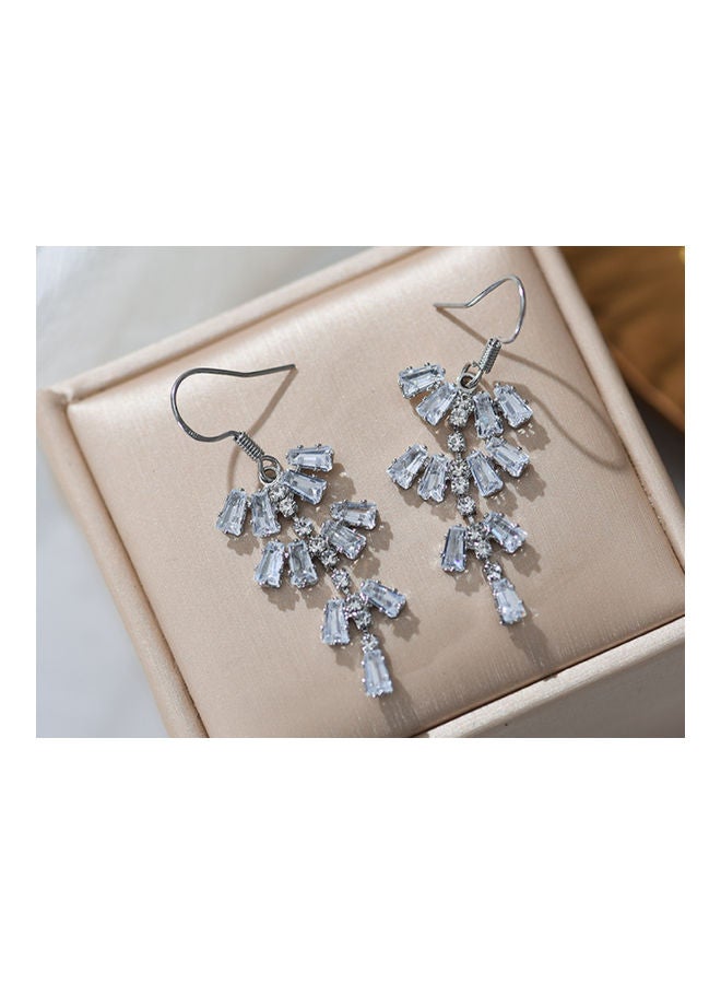 NIBEMINENT Rhinestone And Zircon Inlaid Lotus Dangle Earrings  - Image 3