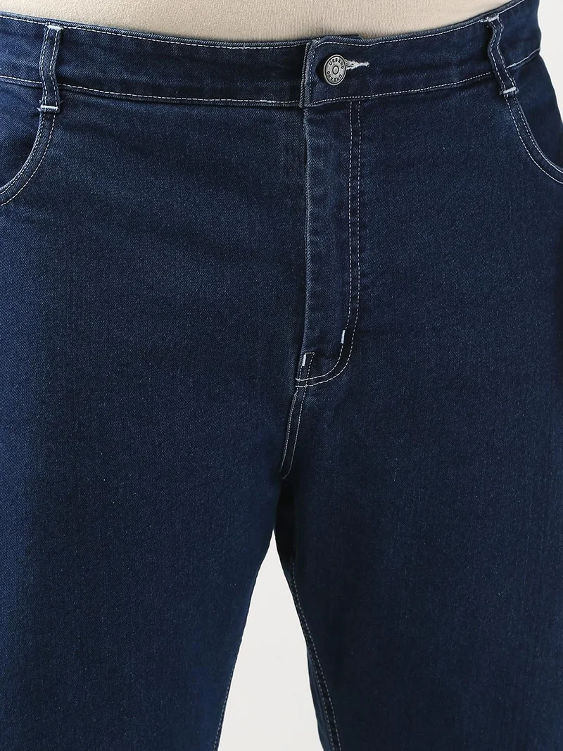 Urbano Fashion  Urbano Plus Men's Blue Straight Fit Washed Jeans Stretchable  | Best Price UAE