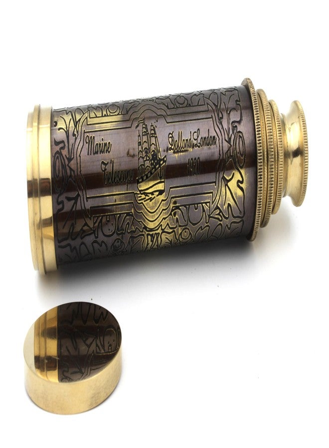 OCEAN REPLICAS 14" Handheld Brass Telescope with Engraved Imprints - Pirate Collection Spyglass with Wooden Box - Vintage Nautical Collectible, Antique Brass Pirate Scope Gift - Image 4
