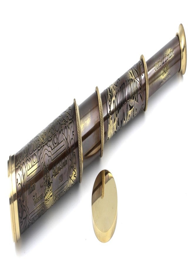 OCEAN REPLICAS 14" Handheld Brass Telescope with Engraved Imprints - Pirate Collection Spyglass with Wooden Box - Vintage Nautical Collectible, Antique Brass Pirate Scope Gift - Image 3