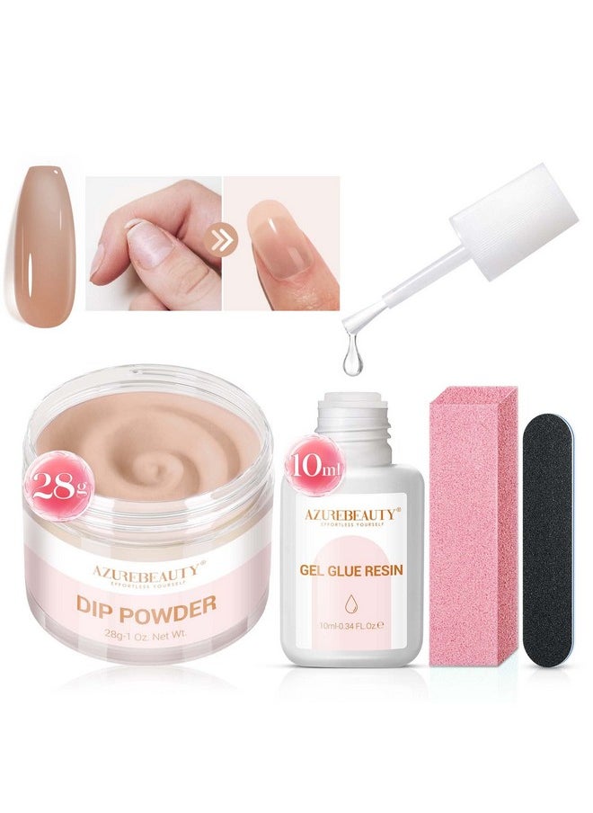 AZUREBEAUTY Nail Repair Kit Transparent Nude Brown Broken Cracked Split Weak Nails Ideal Solution Emergency Easy Quick Fix Dip Powder 28G 1 Oz Quickdrying Repair Glue 10Ml Nail File & Nail Buffer Azurebeauty  - Image 1