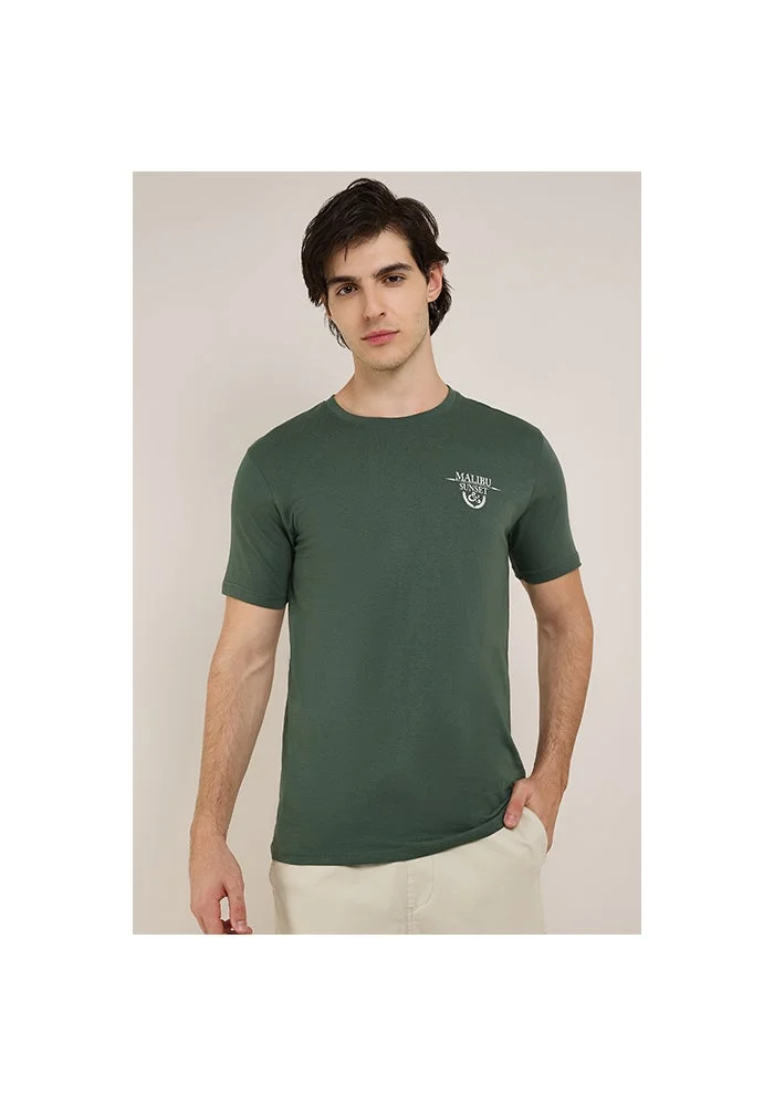 أر أند بي Printed T-Shirt with Crew Neck and Short Sleeves