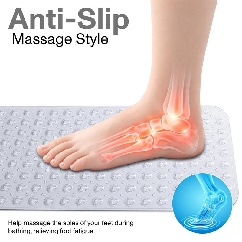 MOONLIGHT20015 Shower Bath Mat Non Slip Anti Mould & Mildew with Strong Suction Cups Grip and Drain Holes Soft Rubber Shower Mats - PVC Bathroom Mat Machine Washable (70x38cm, Clear) - Image 4