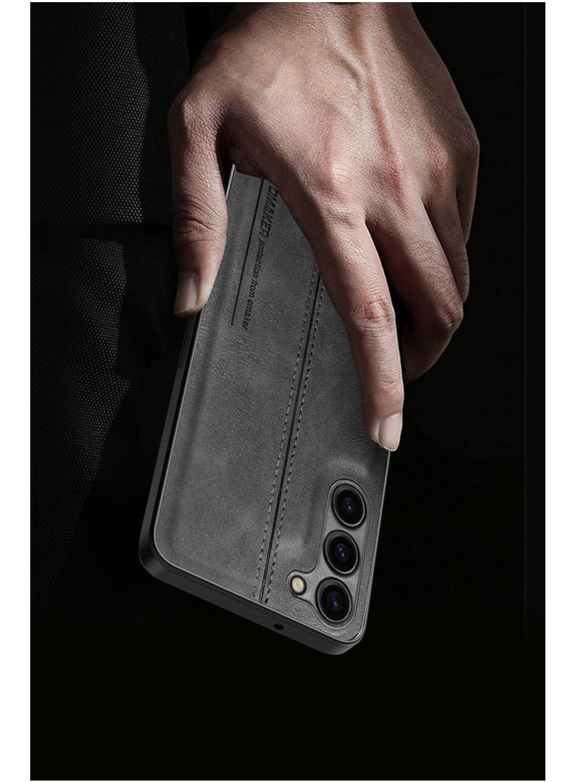 OMAKER Premium Stylish PU Leather Shockproof Back Cover Case for Samsung Galaxy S23 Plus - Black  - Image 4