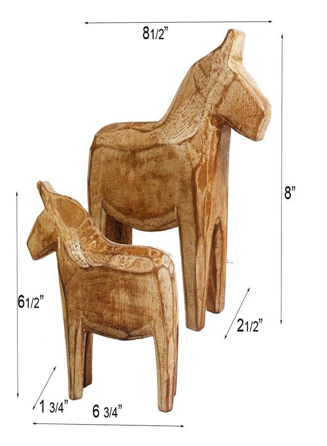 KiaoTime Set of 2 Neutral Painting Dala Horse - Swedish Dala Horse Statue - Vintage Unfinished Wooden Horse Figurine Statue Horse(CAN Painting by Yourself) (Dala Horse) - Image 3