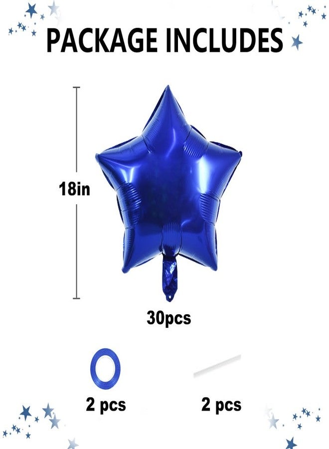 TONIFUL 30Pcs 18 Inch Navy Blue Star Shape Foil Balloons Big Dark Blue Stars Helium Mylar Ballons for Birthday Wedding Baby Shower Anniversary Engagement Party Decorations Suppliess - Image 2