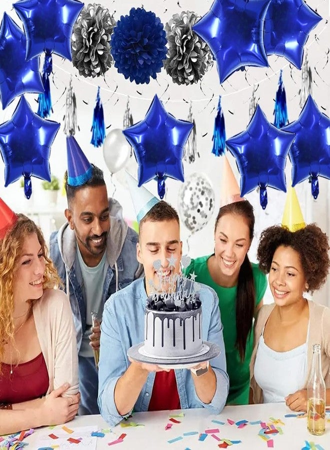 TONIFUL 30Pcs 18 Inch Navy Blue Star Shape Foil Balloons Big Dark Blue Stars Helium Mylar Ballons for Birthday Wedding Baby Shower Anniversary Engagement Party Decorations Suppliess - Image 3